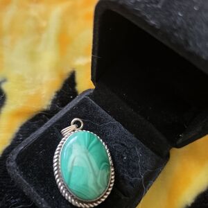 Malachite Stone Pendant Set In Sterling Silver